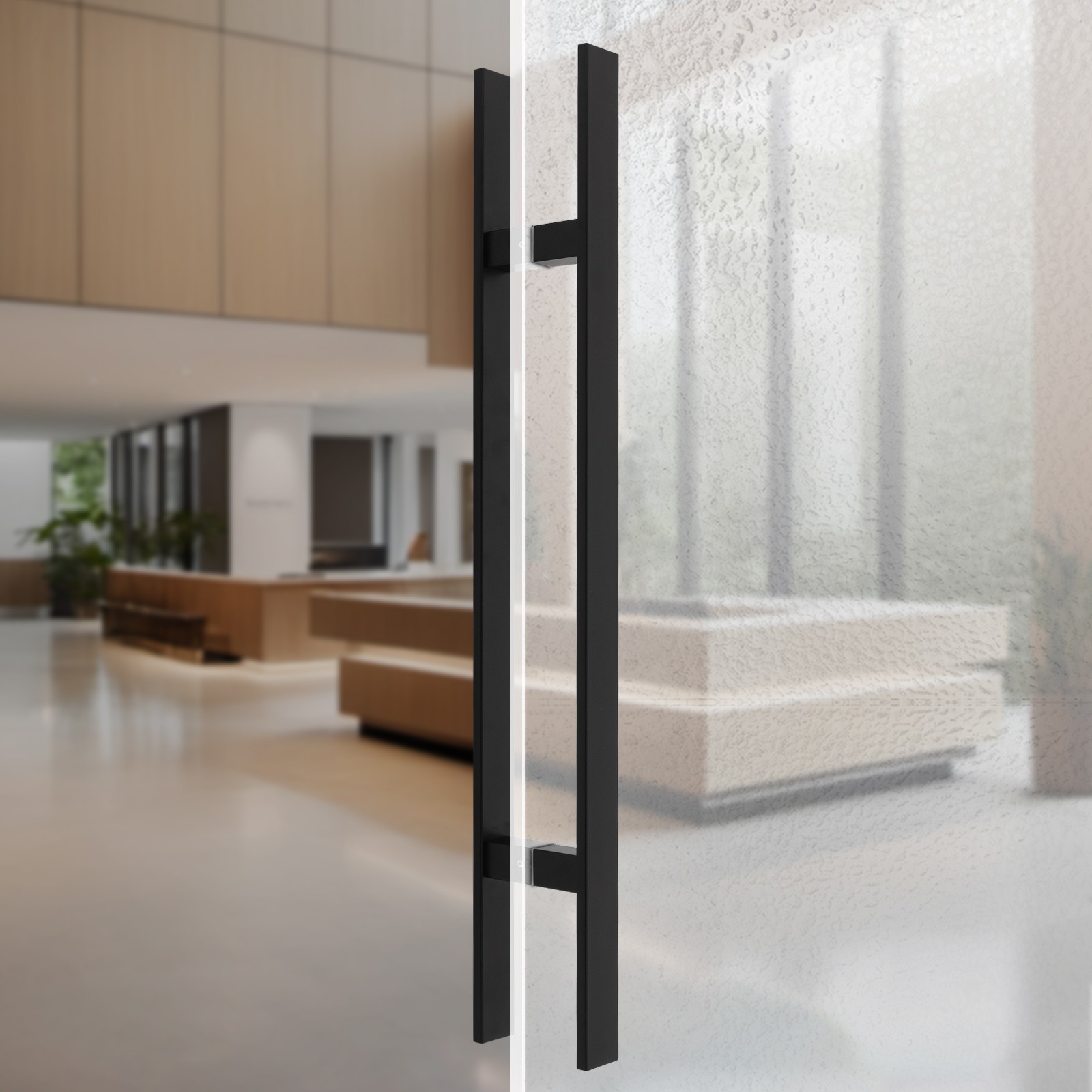 Stainless Steel Double Sided Push Pull Door Handle, H-shaped Door Pull Handle