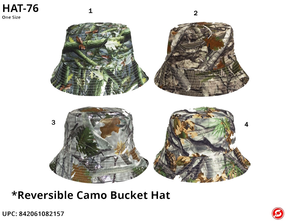 Unisex Camo Bucket Hat Camouflage Reversible Outdoor Hunting Fishing Men Woman