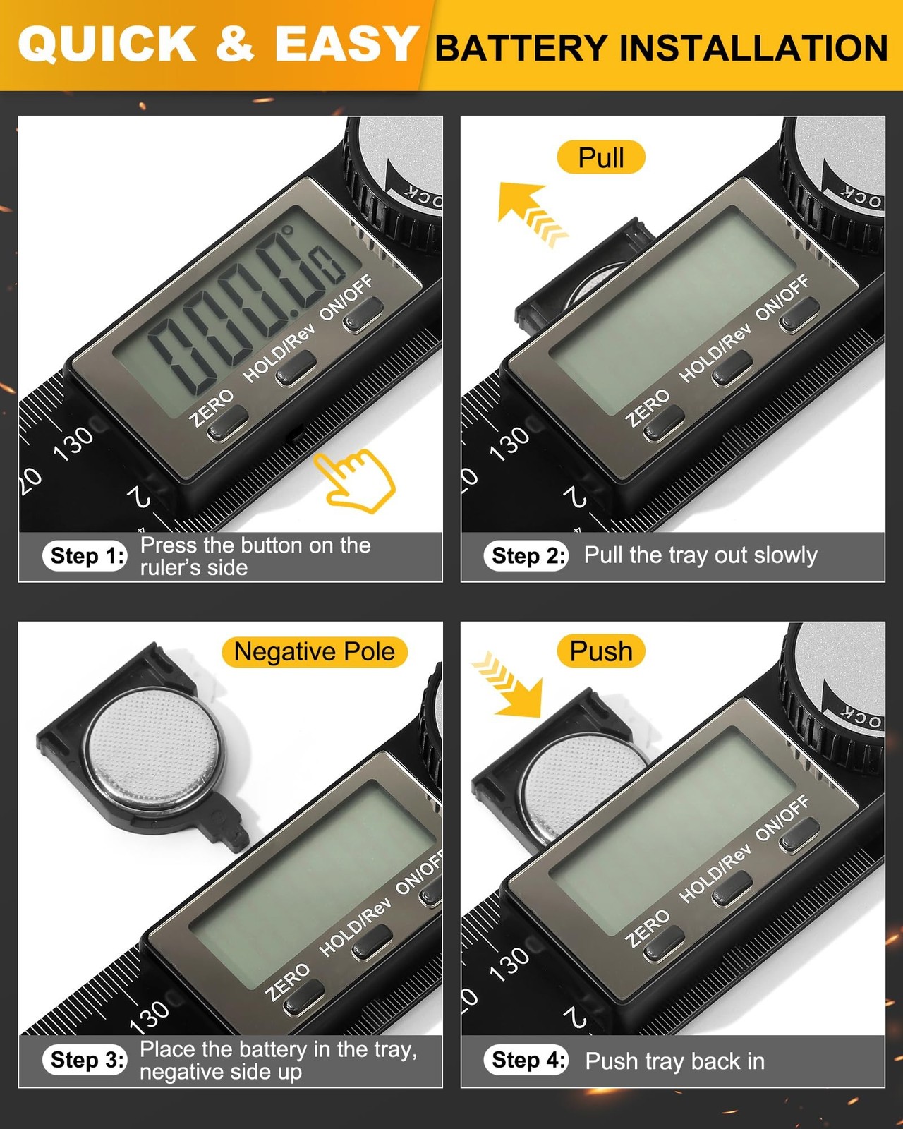 Protractor, Digital Angle Finder Protractor with LCD Display, 2-in-1 360° A