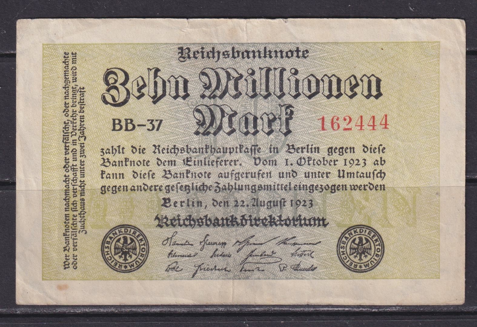 GERMANY - 1923 10 Million Marks Circulated Banknote (1)
