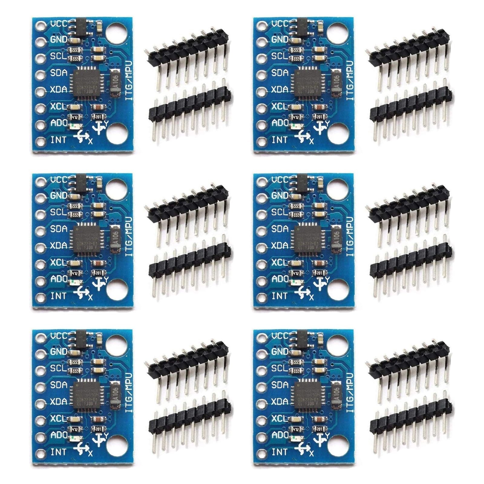 ​KEAcvise 6-Pack GY-521 MPU6050 Sensor Module - 6-Axis IMU with 16-bit ADC,...