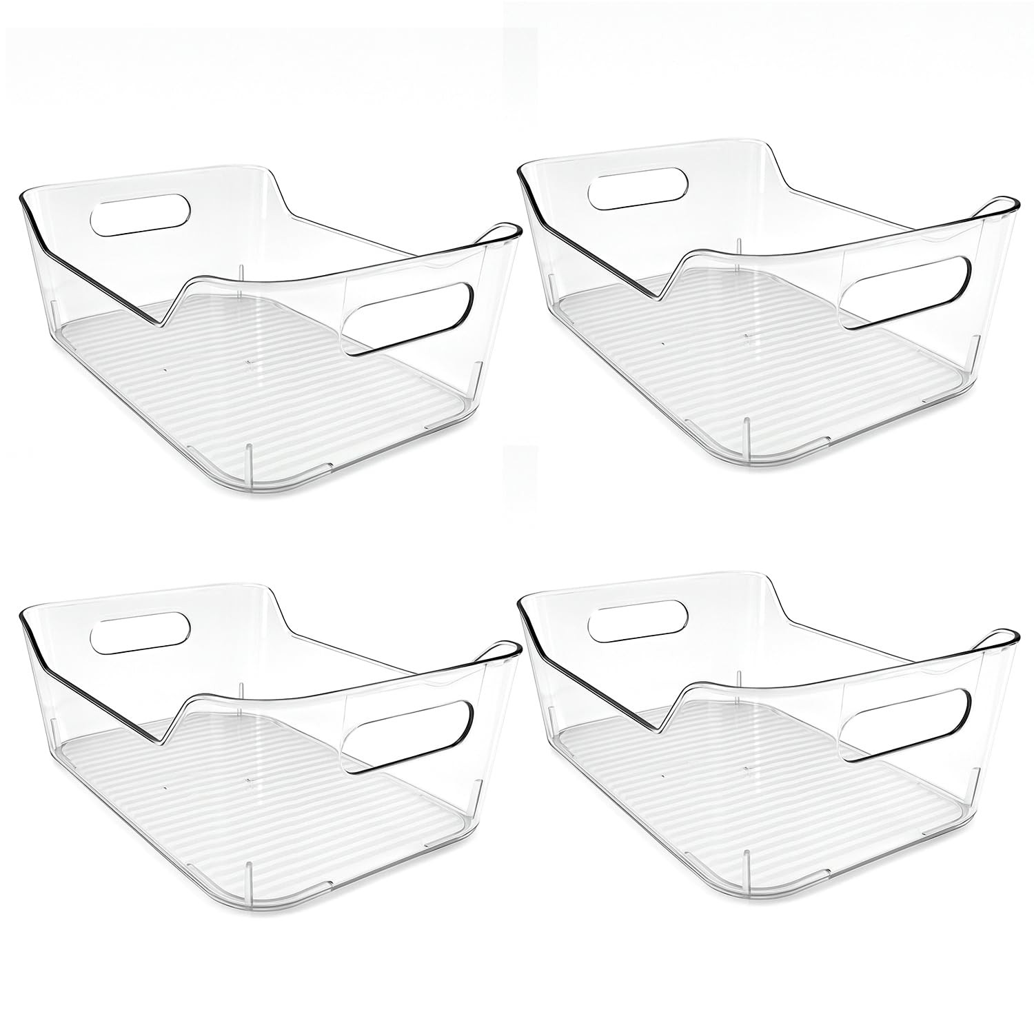 4 Pack Acrylic Pantry Storage Bins, Storage Bins for Cabinets, Clear Bins for...