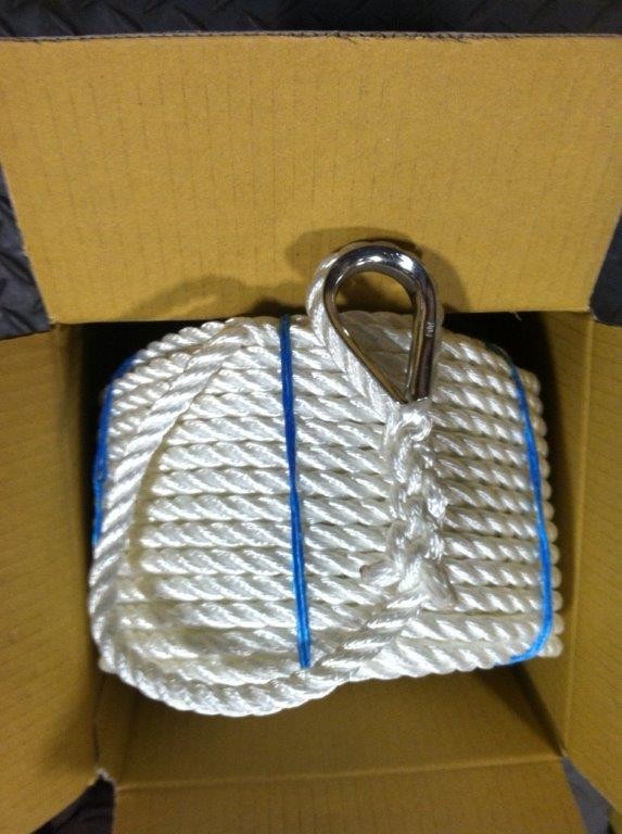 3/8 x 100 NYLON ANCHOR LINE W/ SS THIMBLE *** !! MUST READ DESCRIPTION !!! ***