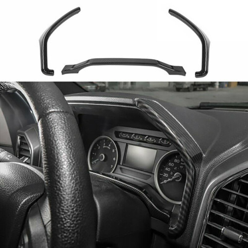 Carbon Fiber Grain Dashboard Trim for Ford F150 F250 F350 Super Duty 2015 -2018