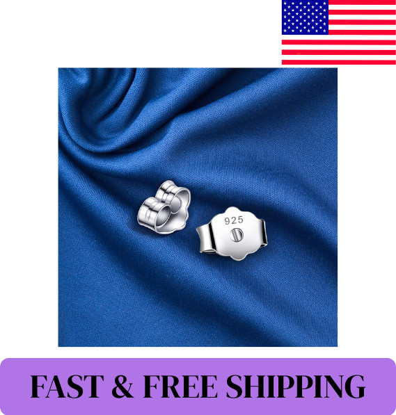 30Pcs/15 Pairs 925 Sterling Silver Earring Backs Replacement Secure Ear Locking