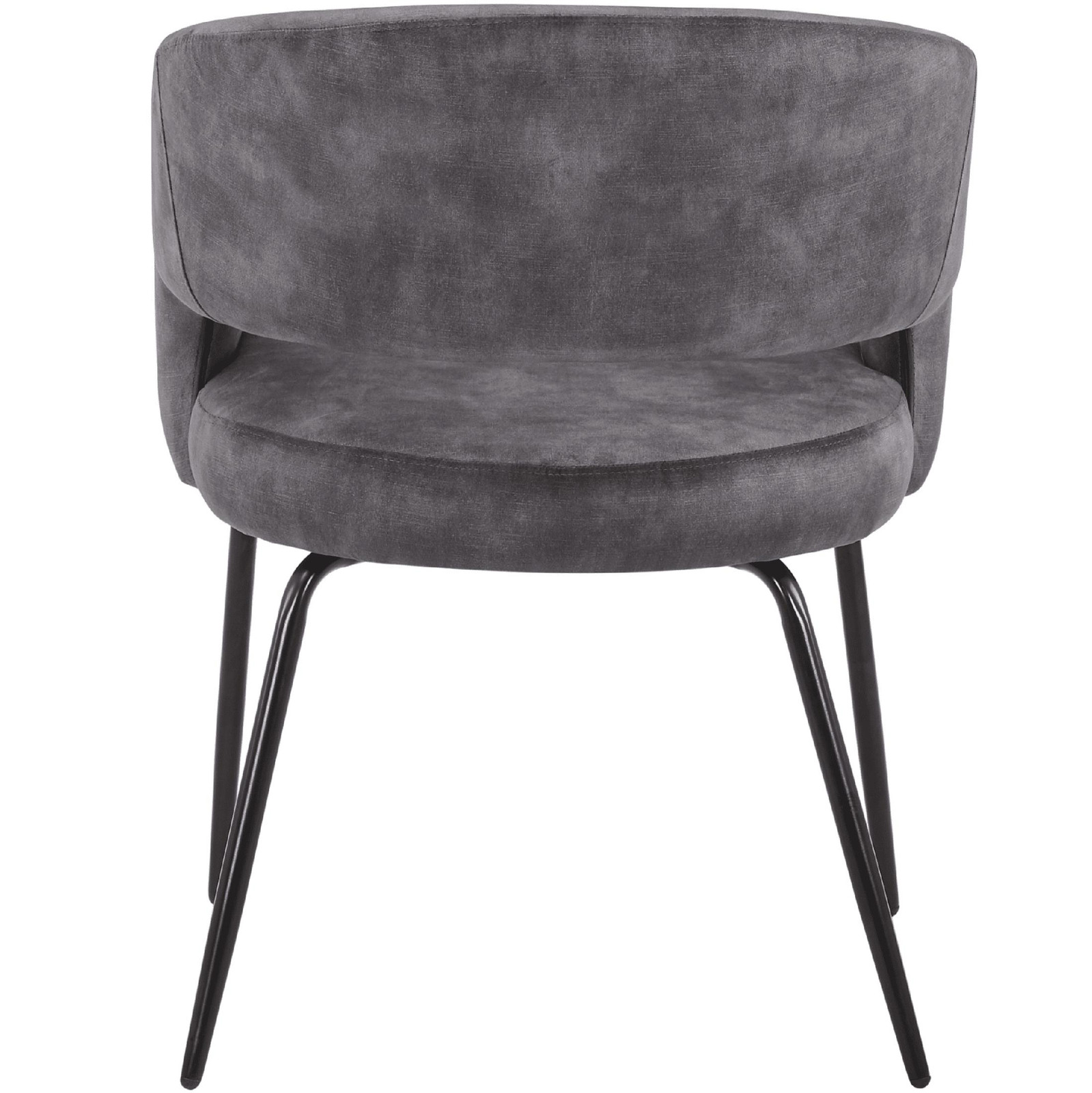 Dining Chair in Velvet with Open Curved Backrest Iron Base in Charcoal