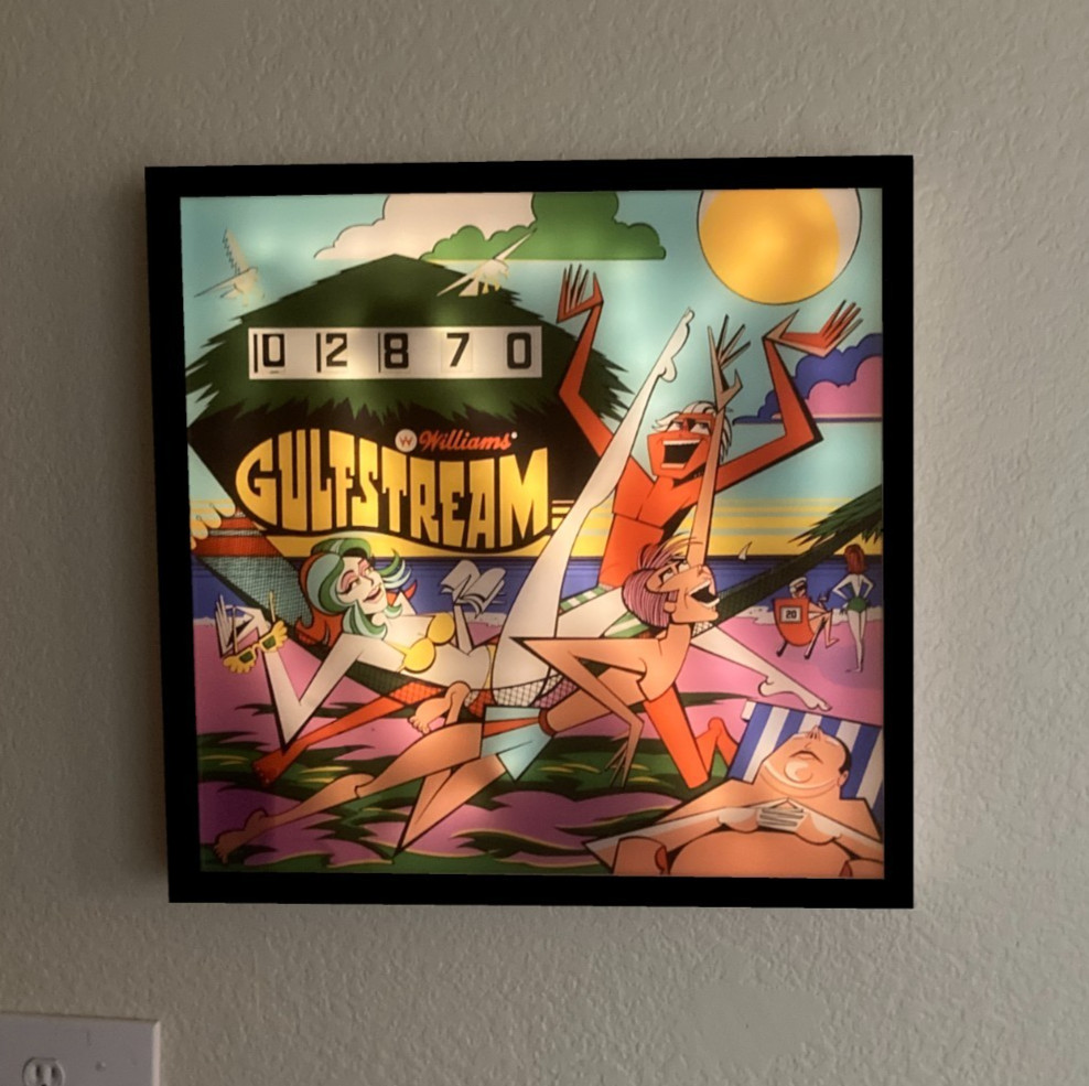 Williams "Gulfstream"  1972 - Pinball Wall Art  LED Backglass Arcade Decor