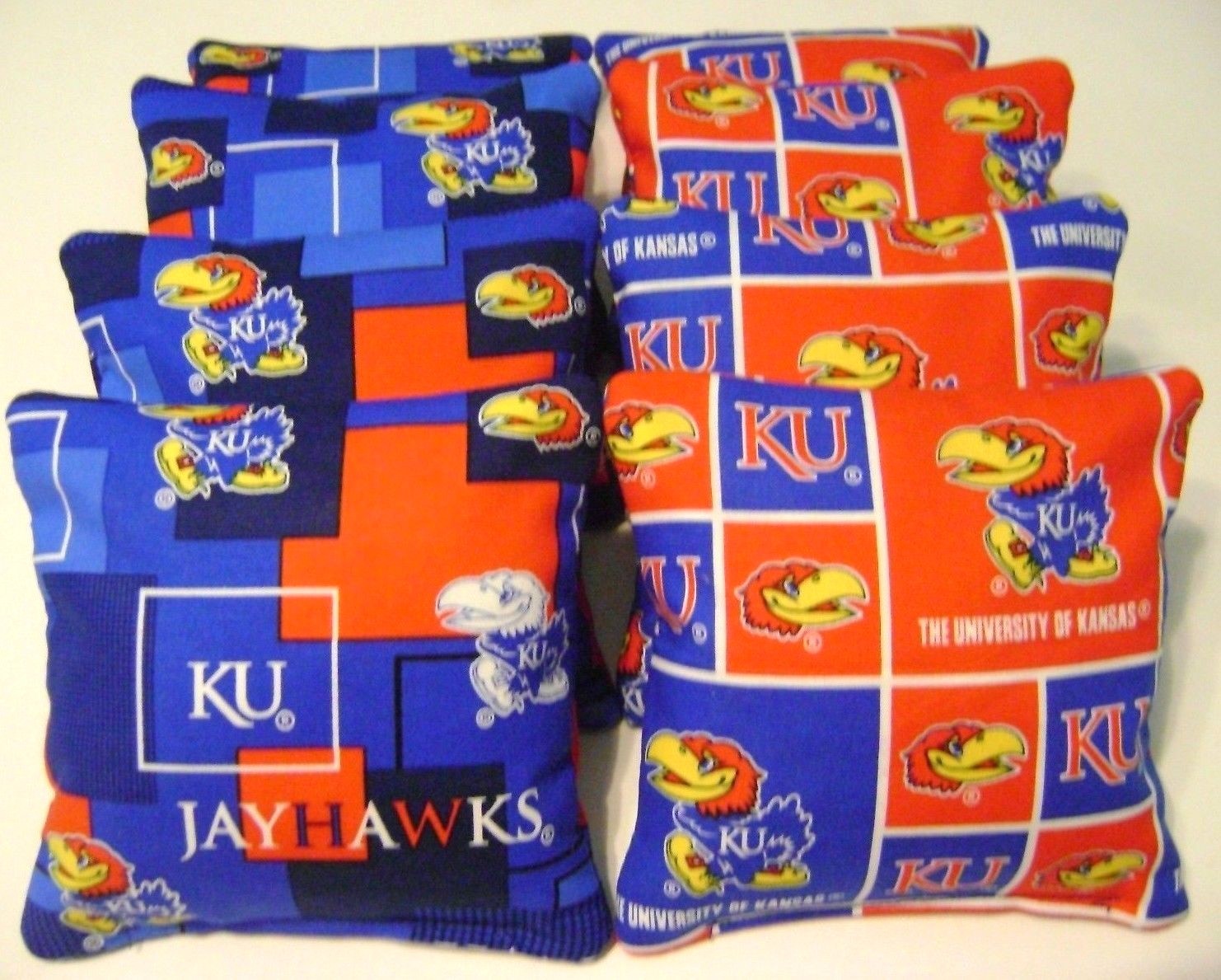 8 CORNHOLE BEAN BAGS BAGGO KANSAS JAYHAWKS KU