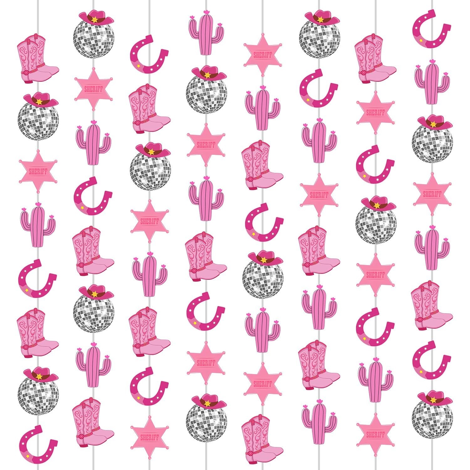 8 PCS Western Cowgirl Disco Bachelorette Party Decoration Banners Lets Go Gir...