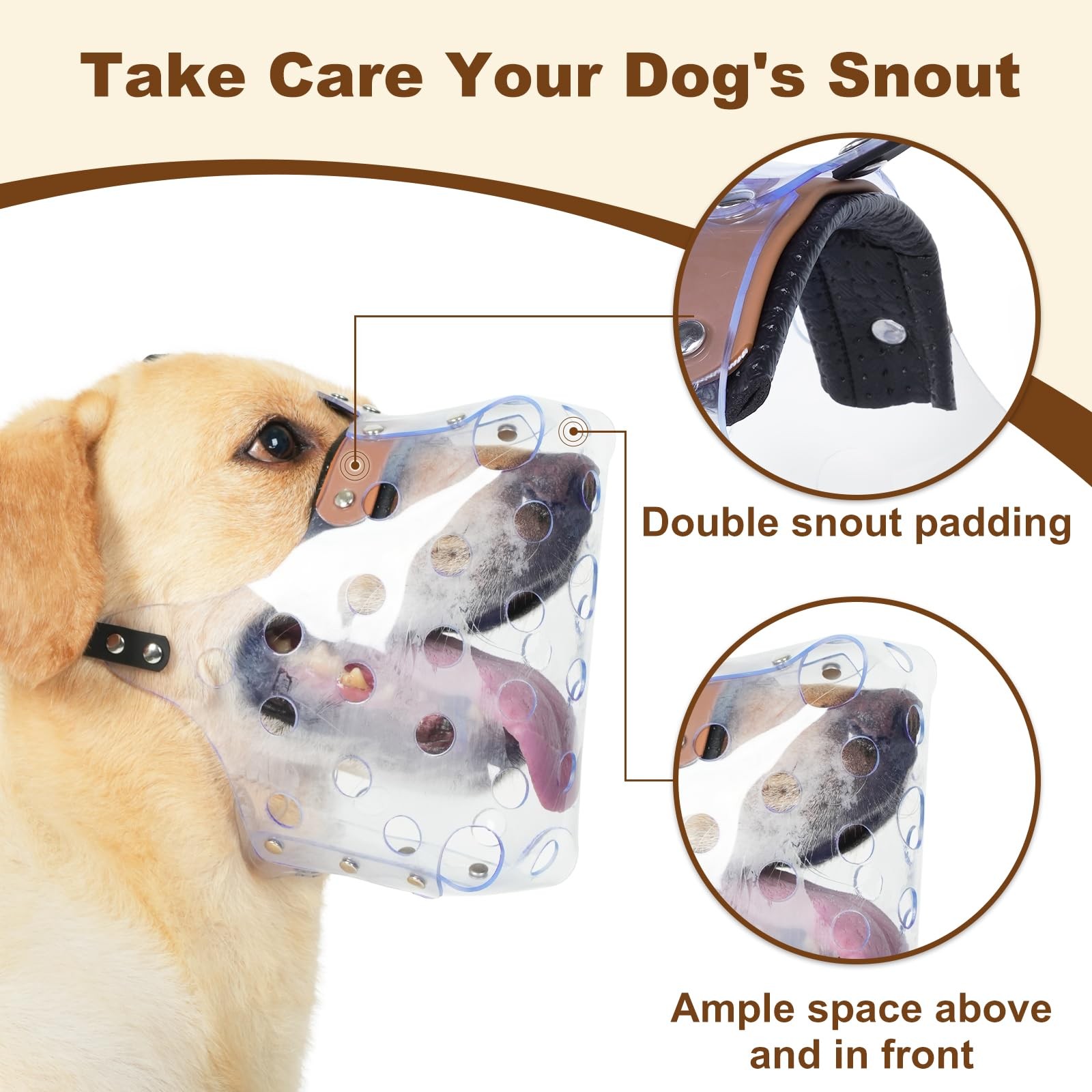 Dog Muzzle, Basket Muzzle for Large Medium Small Dogs, Humane Breathable Cage...
