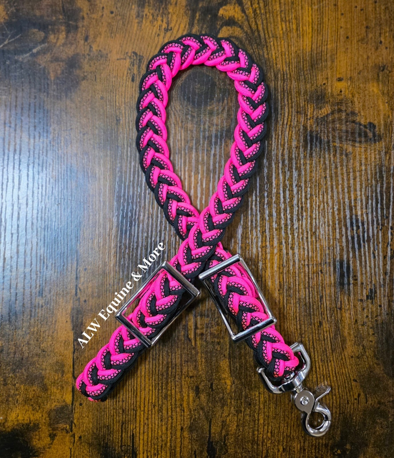 BRAND NEW Hot Pink & Black Paracord Wither Strap By ALW Equine