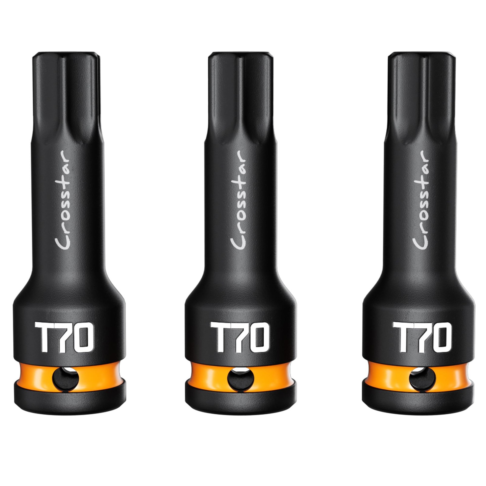 3pcs T70 Impact Torx Bit Socket Set, 1/2" Drive Cr-Mo Steel, Long High Impact...