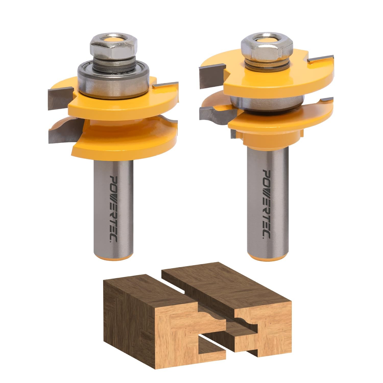 POWERTEC Cabinet Door Rail and Stile Router Bit Set, Ogee Profile – 2-Piece, 1/2