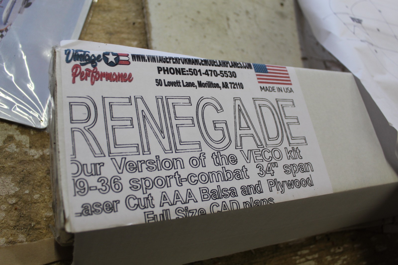 Vintage Performance "Renegade" Balsa Combat Plane Kit 34"