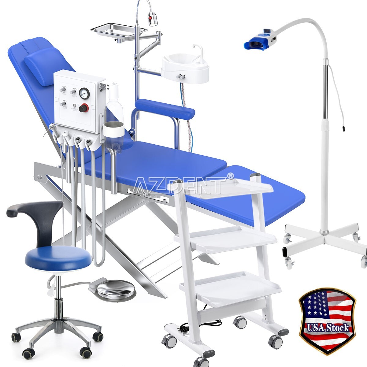 Sillón Dental Portátil Turbina de Aire /Máquina Blanqueadora de Dientes/ Carro