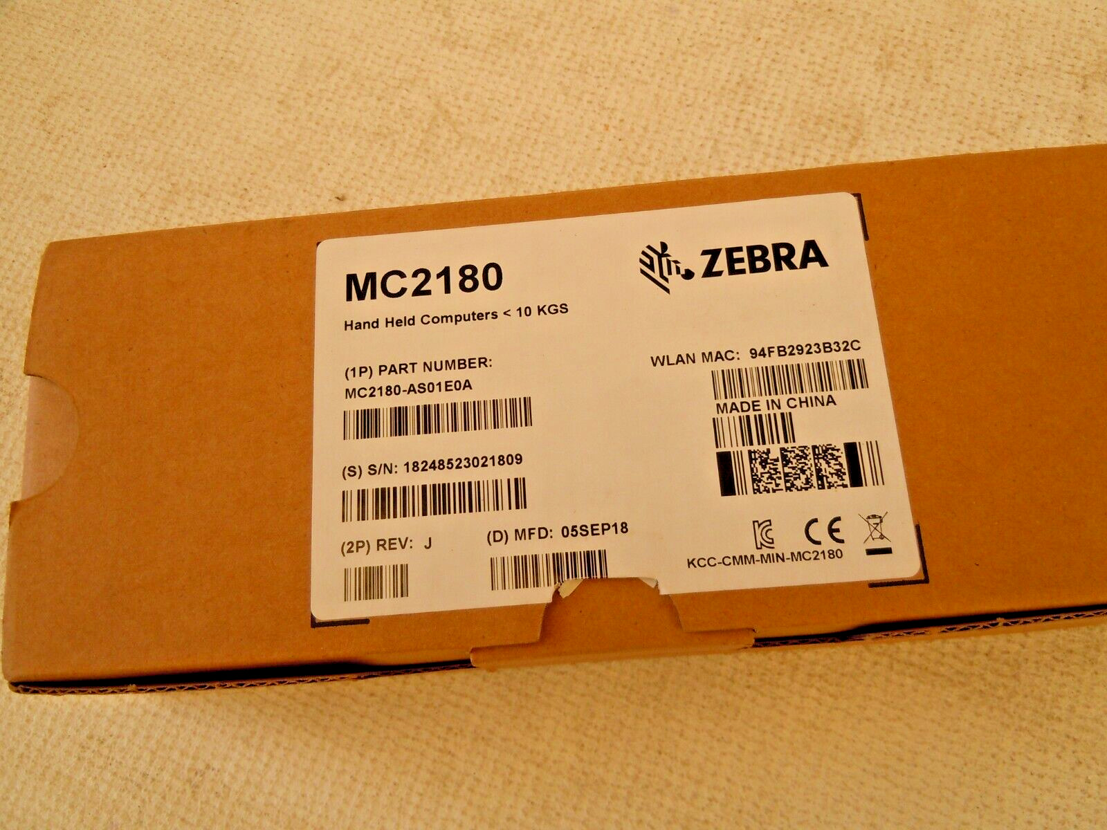 ZEBRA HAND HELDCOMPUTER MC2180-AS01EOA ( NEW )