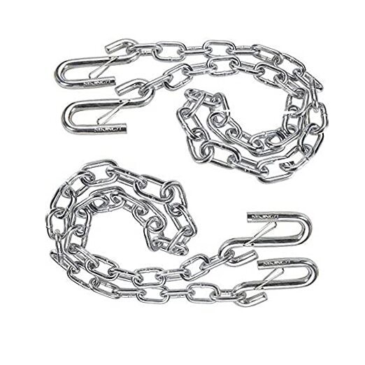 Trailer Safety Chain with Spring Clips Grade 30 with 2 S Hook 2PCS 3/16" X 48"