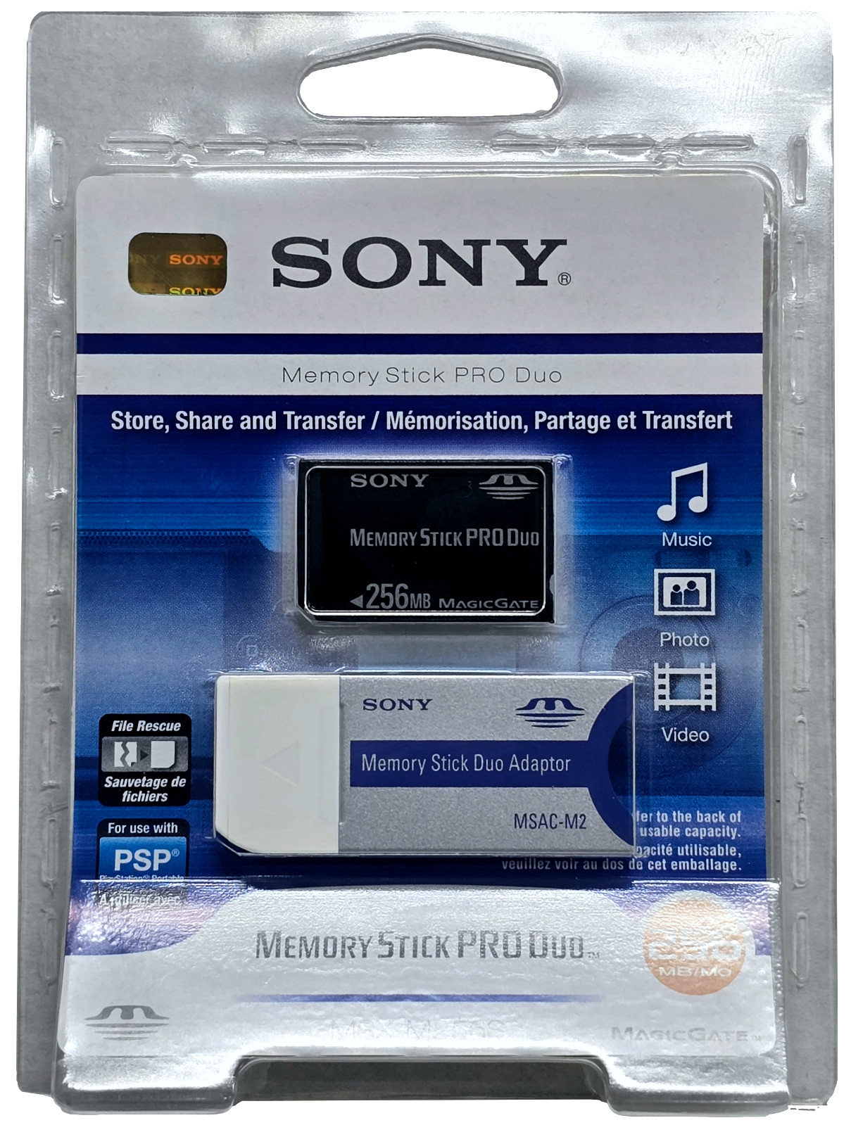 MSAC-M2 Sony  Memory Stick Pro Duo Adapter with 256MB Memory Card for Camera