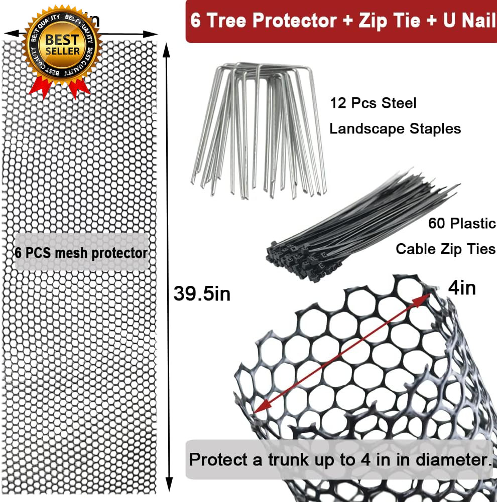 Mesh Tree Trunk Protectors 6 Pack 40 Inches Tree Bark Protector Guard....