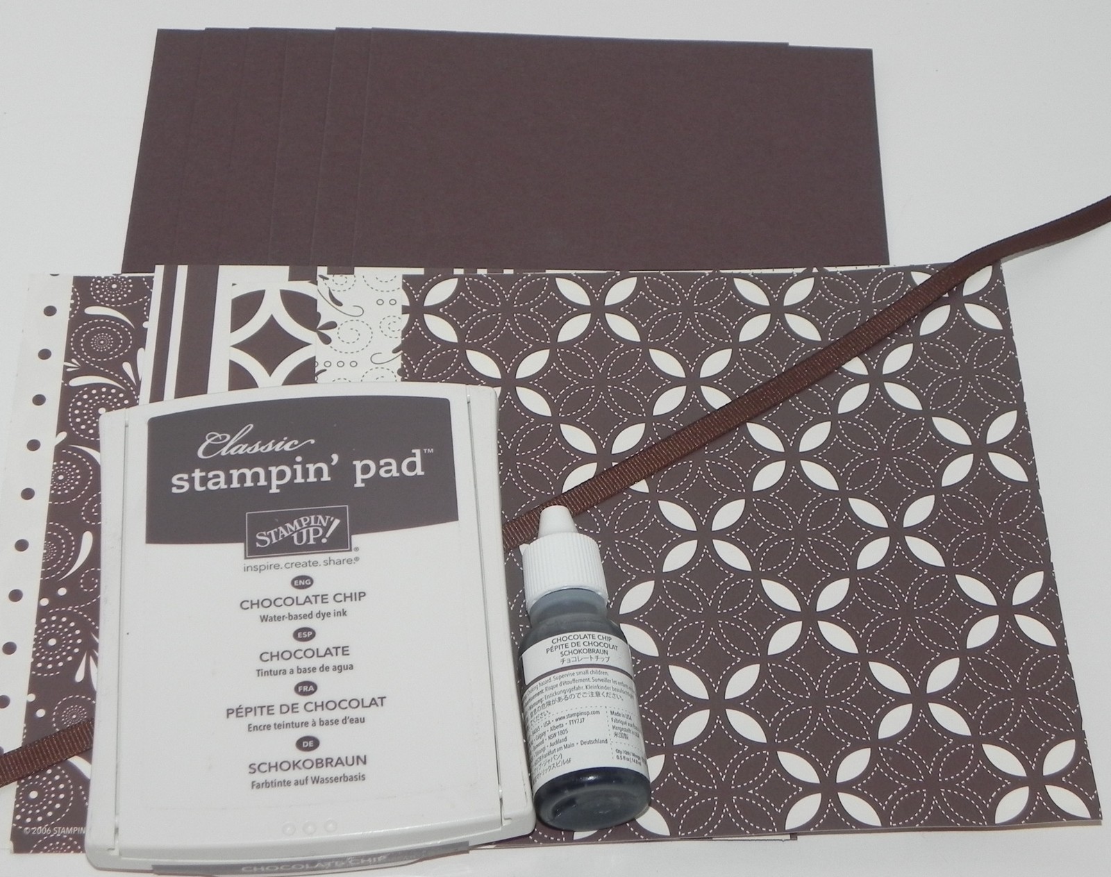 CHOCOLATE CHIP INK PAD REFILL 6X6 PATTERNS DESIGNER PAPER CARDSTOCK STAMPIN UP