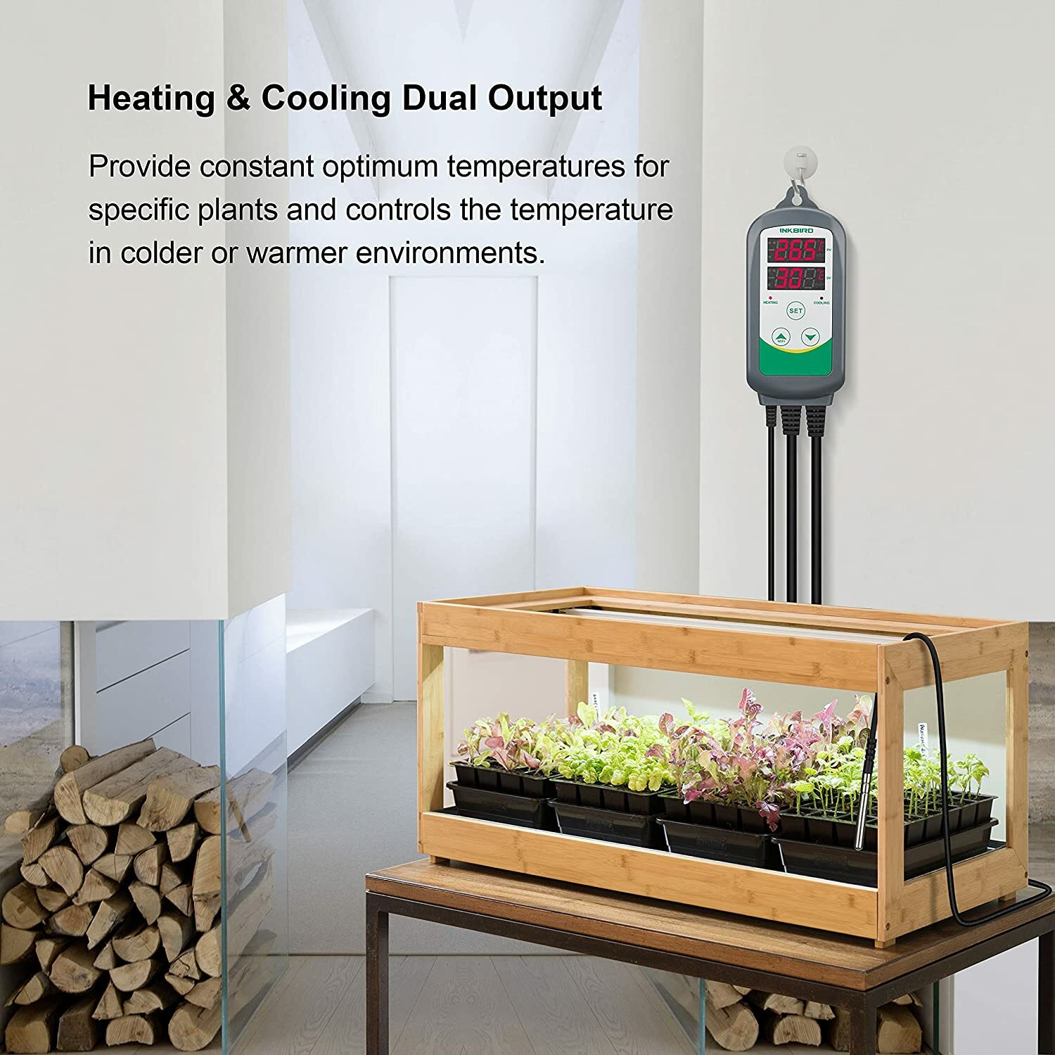 Heating Thermostat Temperature Controller ITC-308+Humidity Controller IHC-200 US