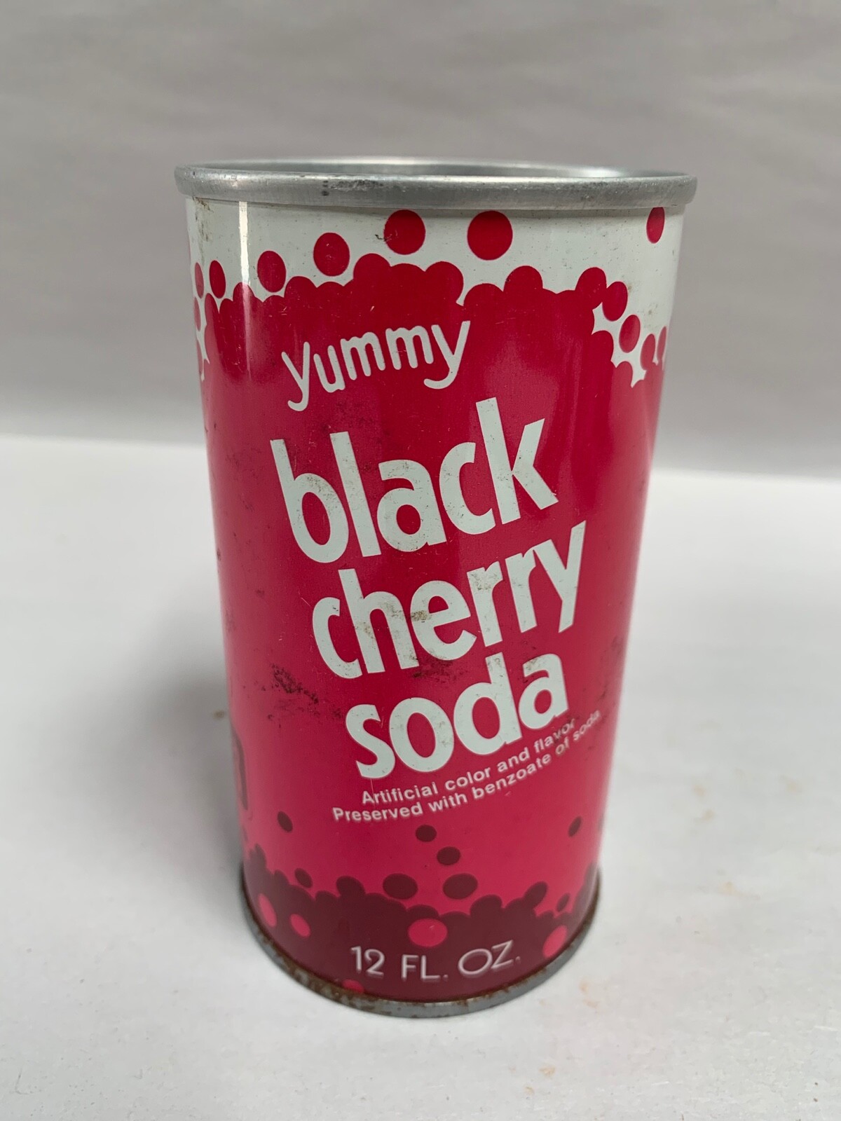 Vintage Yummy Black Cherry Soda Tin Pop Can (A4)