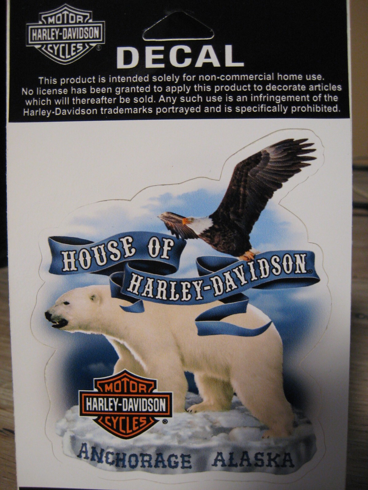 House Of Harley Davidson Emblem Sticker Decals - Polar Bear - Anchorage, Alaska