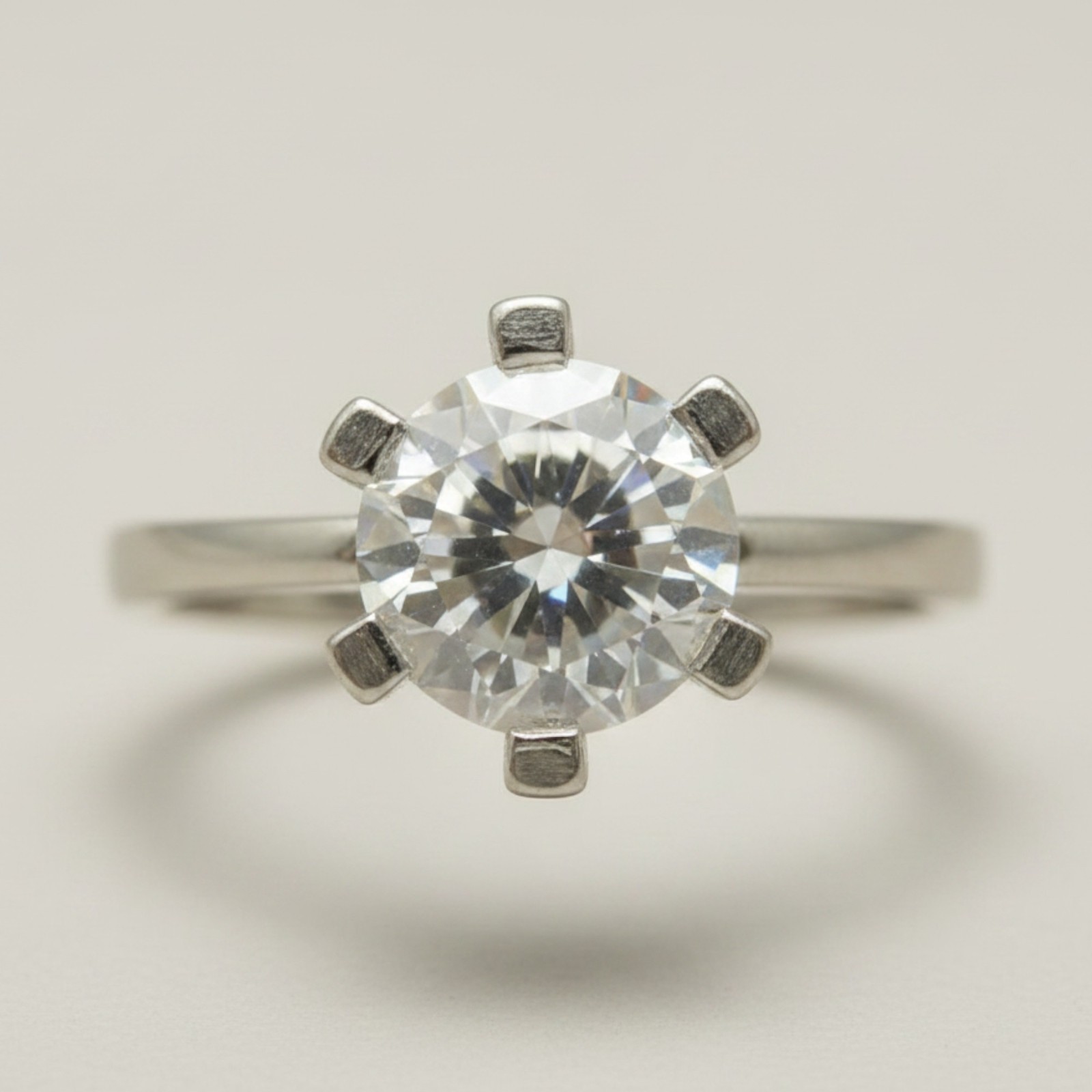 Handmade Sterling Silver Engagement Ring With Cubic Zirconia Stamped 925