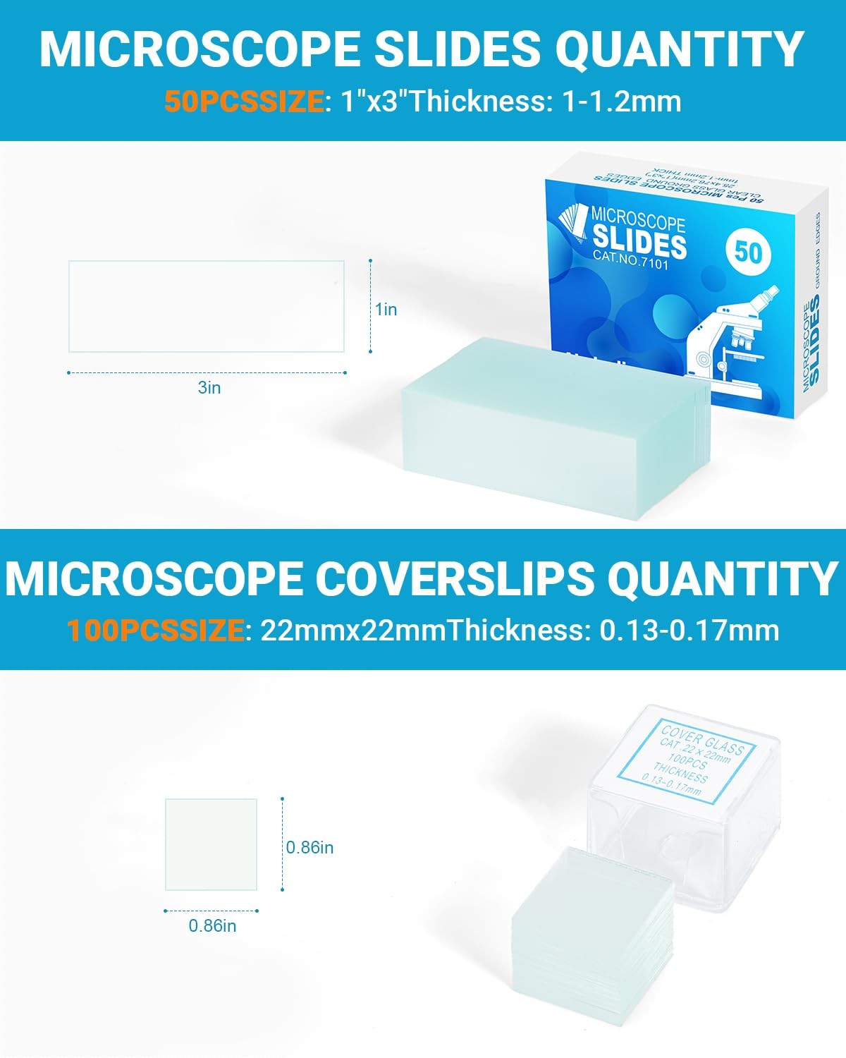 Microscope Slides and Covers Kit – 50 Blank Pre-Cleaned Glass Slides for Microsc