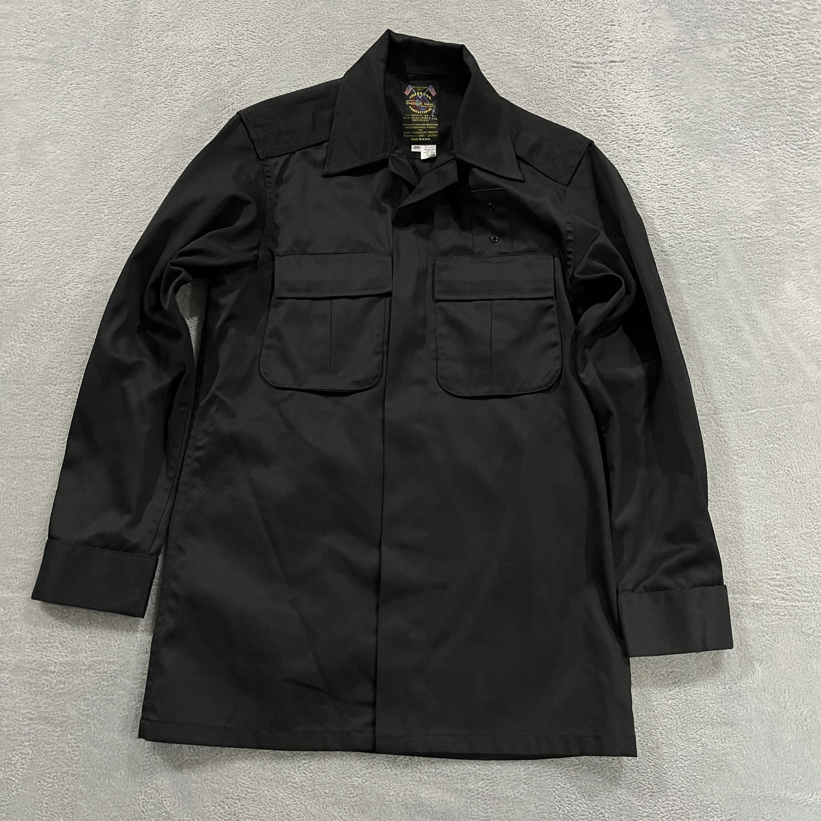 Vintage Transcon MFG Shirt Men 38 Utility Uniform EMS Security Flame Resistant