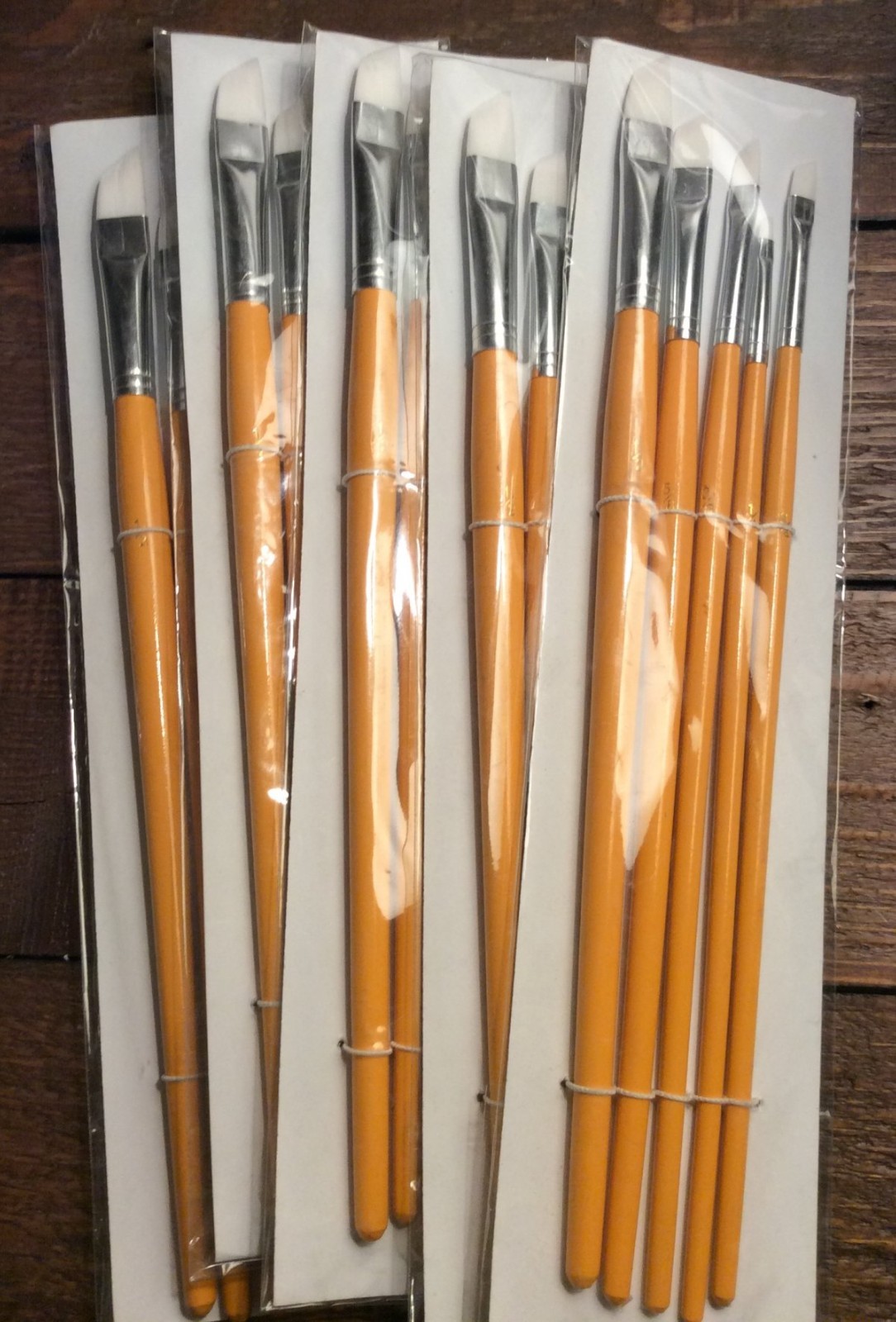 Angular Flat Paint Brushes Synthetic Hair 5pcs  - 5 Sets (ART140)