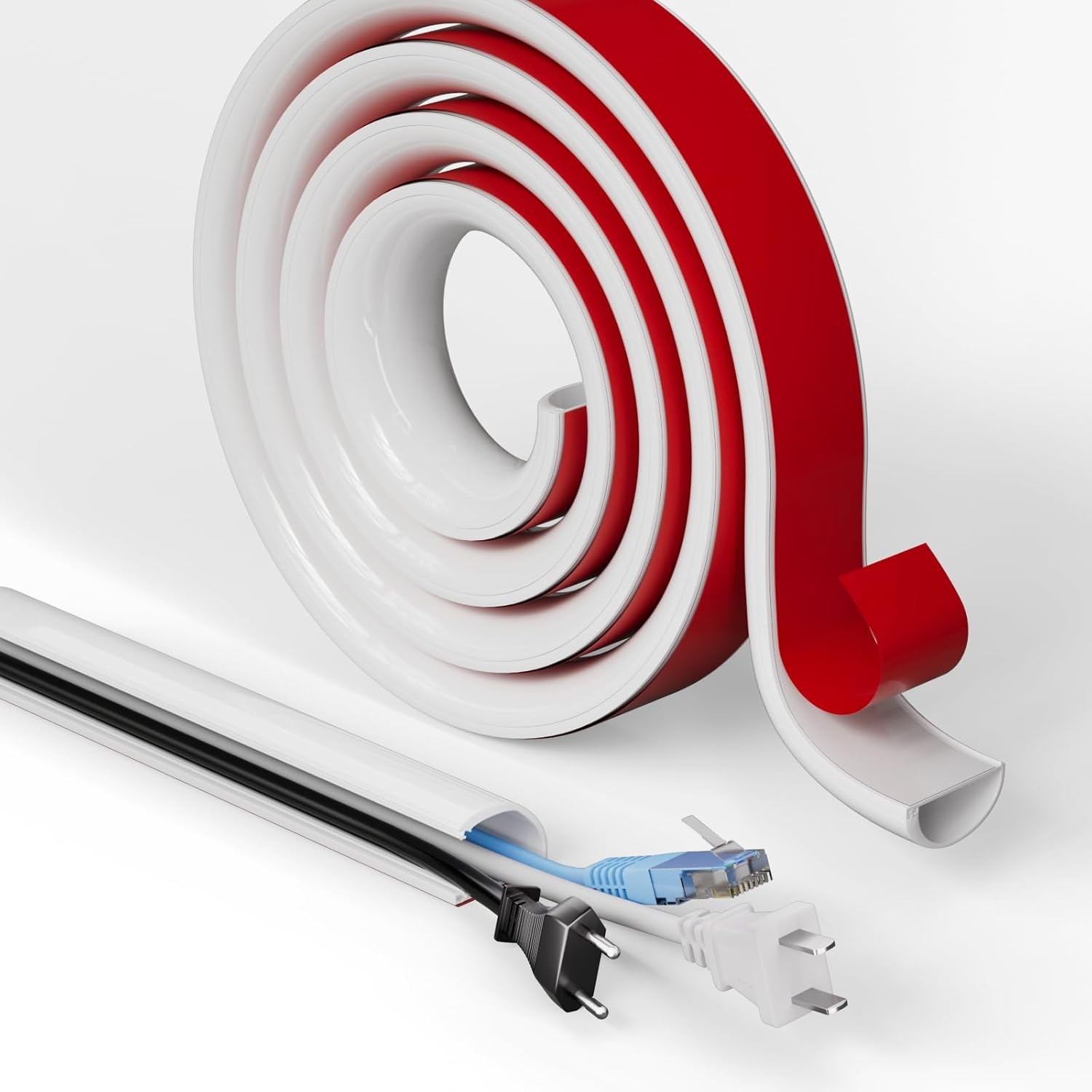39-197" Adhesive Cord Hider for Wall Mounted TV One-Cord Cable Cover Raceway