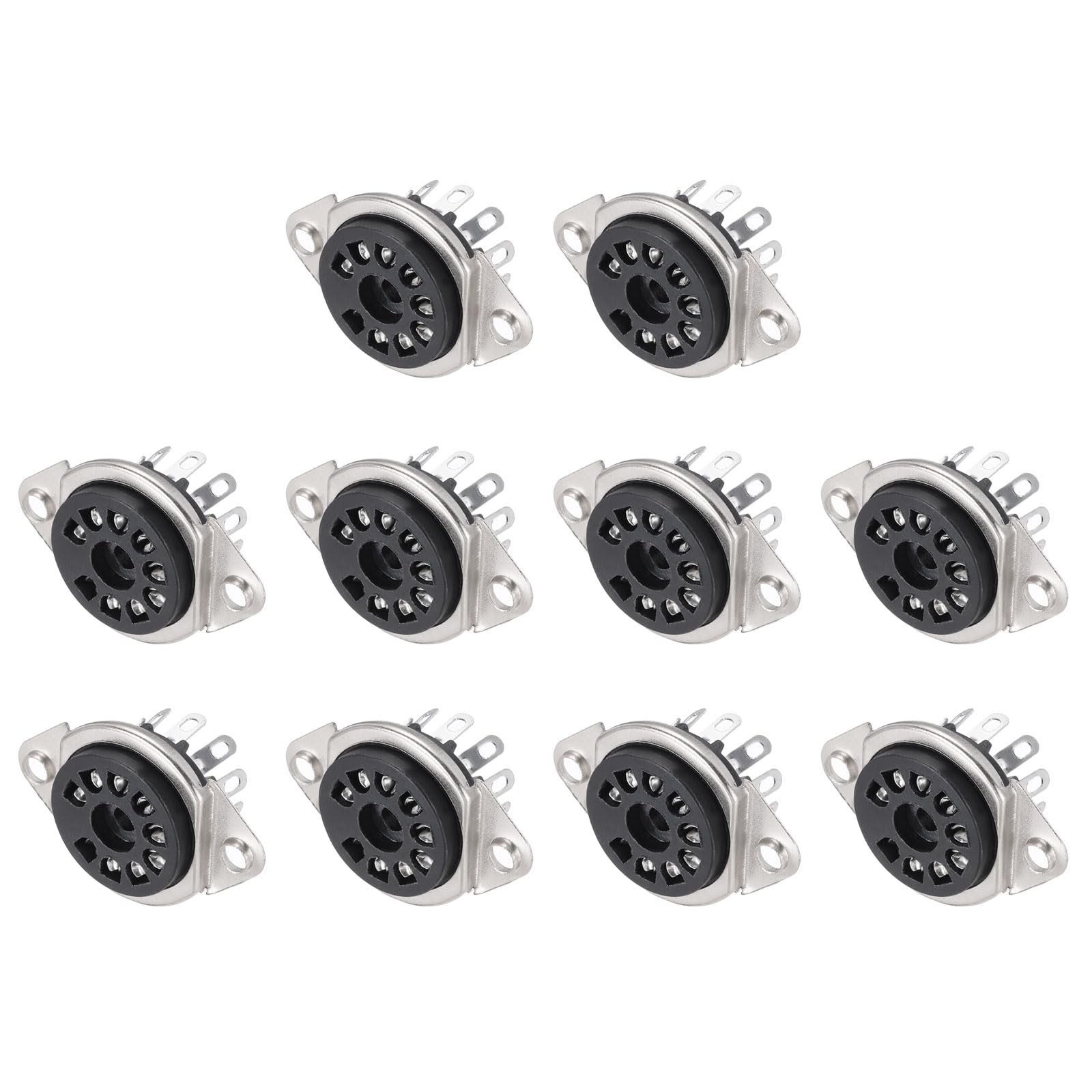 MECCANIXITY 10 Pcs 9pin Tube Socket Bakelite Socket,Vacuum 28mm, Black
