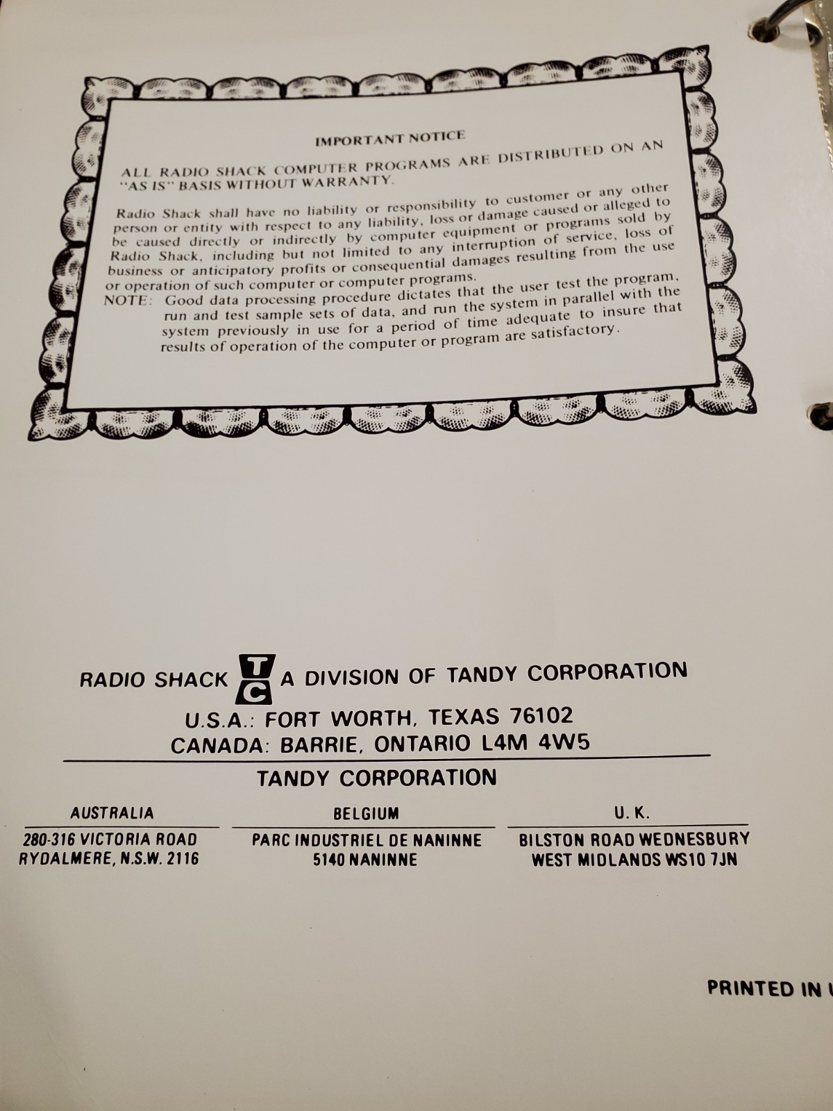 TRS-80 Model 1 Microfiles Software & Manual CAT# 26-1565