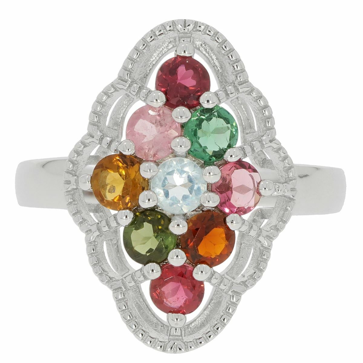 Sterling Silver Semi Mount Ring Setting RD 3.5x3.5mm Cluster Ring White Topaz