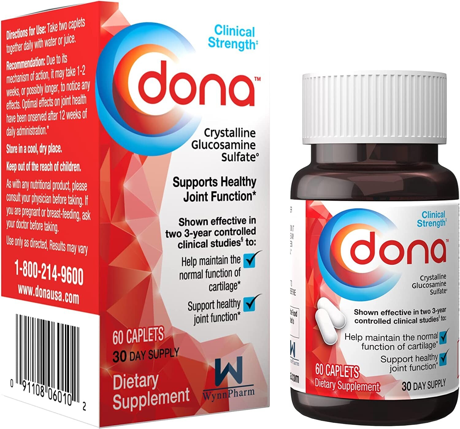 Dona Crystalline Glucosamine Sulfate, 750 Mg, 60 Count