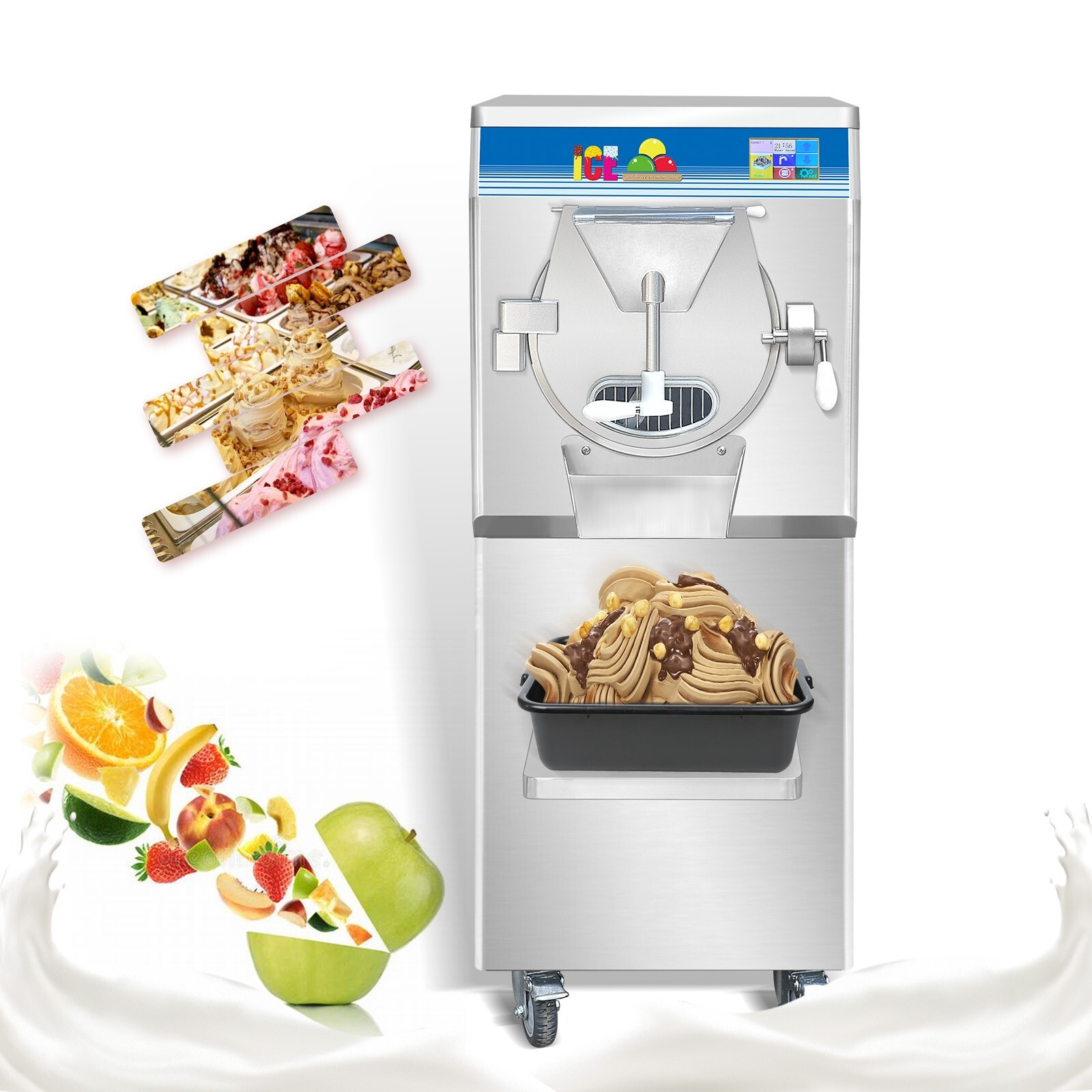 Kolice ETL Italian Ice Machine Gelato Ice Cream Maker with Stainless Steel Door
