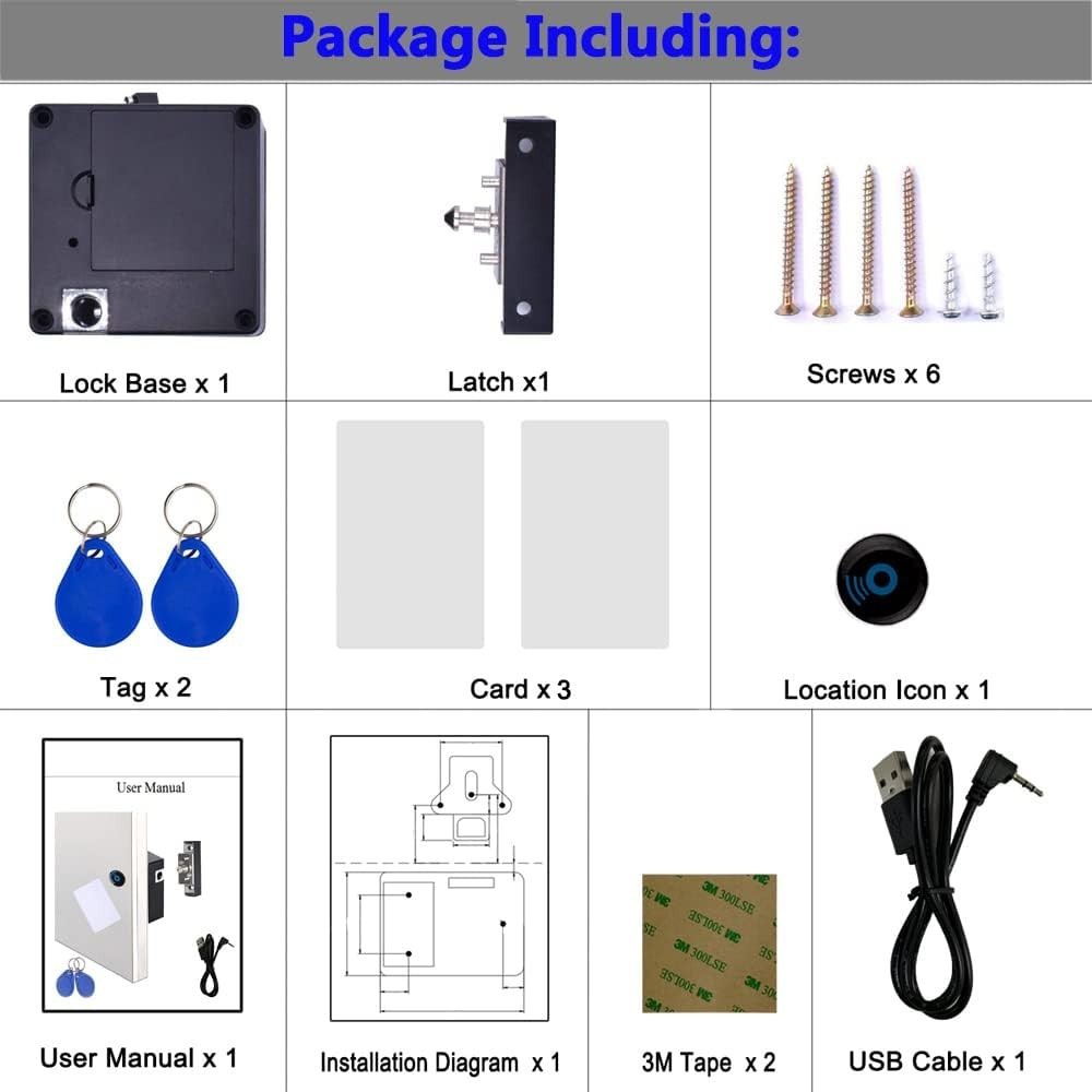 Homello RFID Lock Electronic Cabinet with USB Cable - Hidden MI-Black