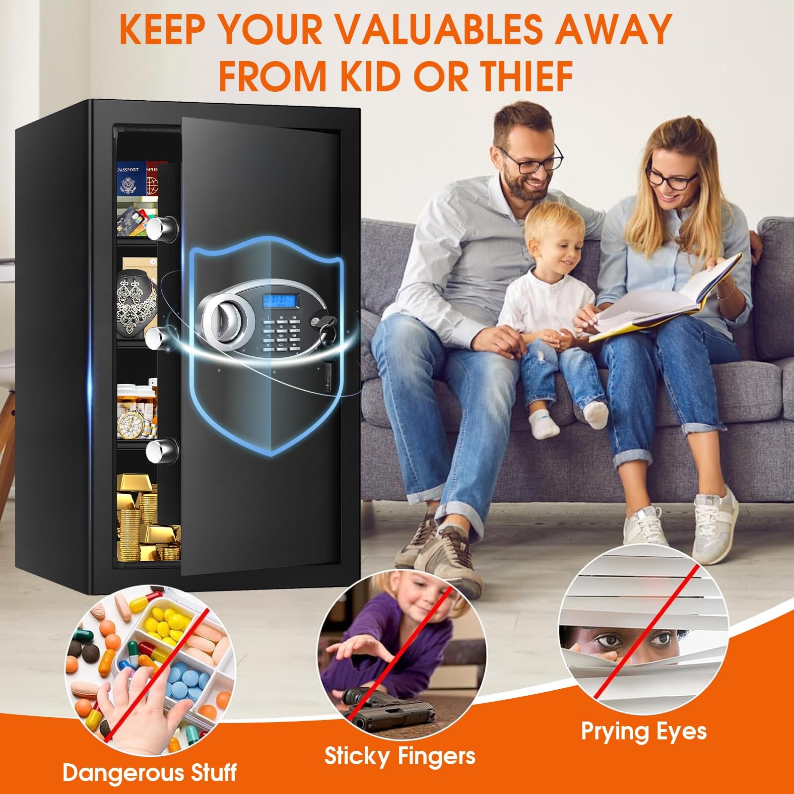 5.2 Cuft Large Safes for Home Use Fire and Water Proof, Heavy Duty Fireproof ...