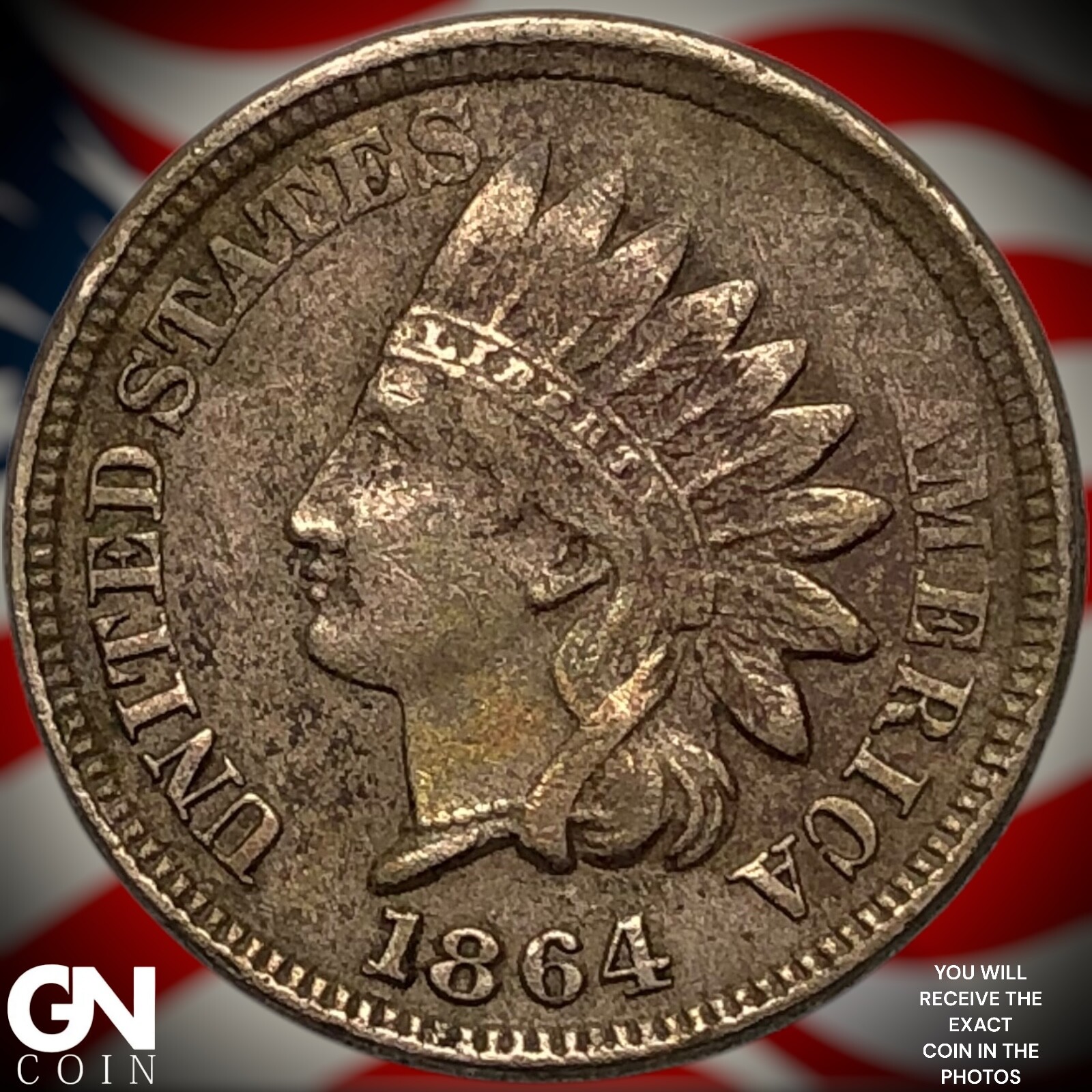1864 CN Indian Head Cent Penny Y8345