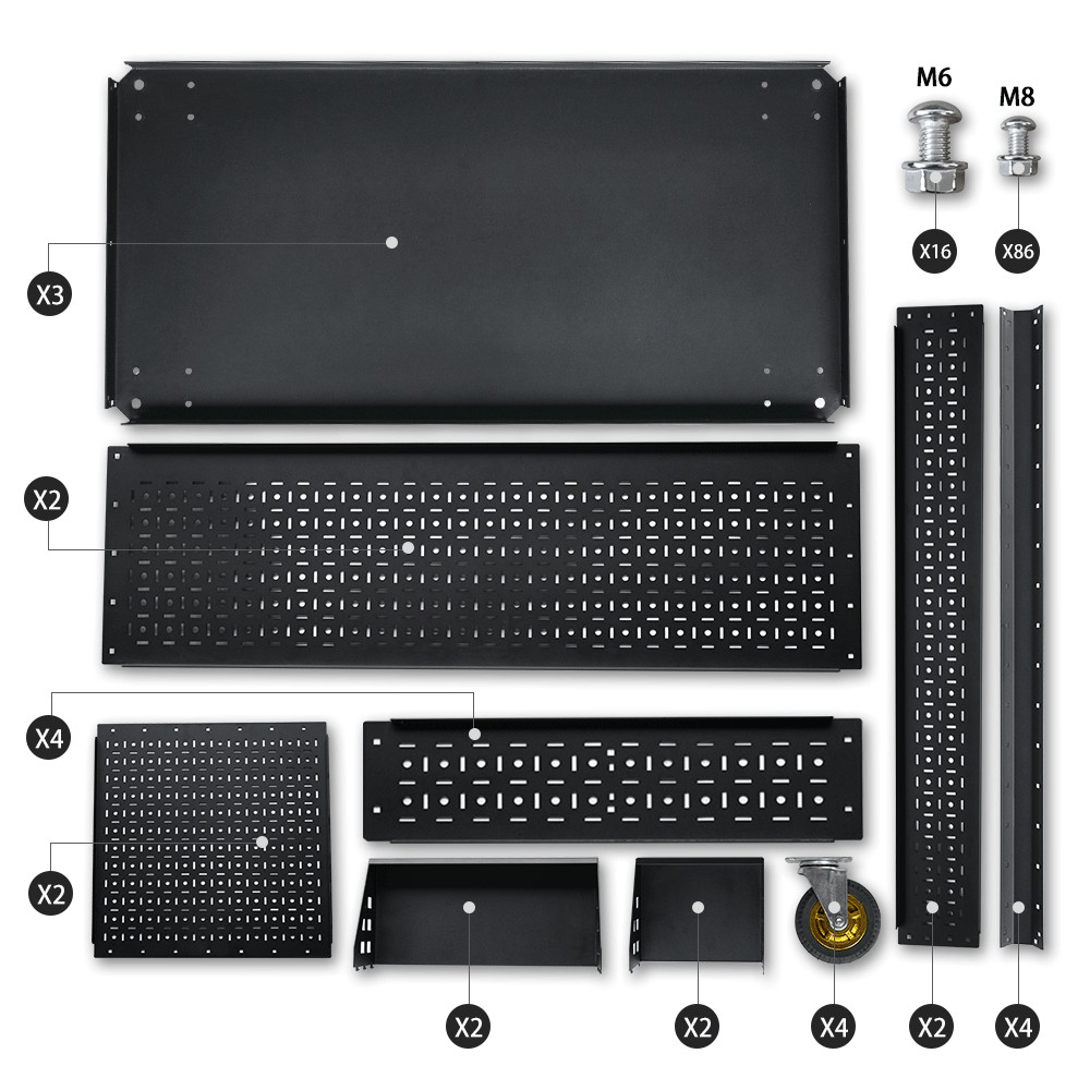 500-Lb Pegboard Foldable Rolling Tool Cart +Wheels Garage Organizer Tool Storage