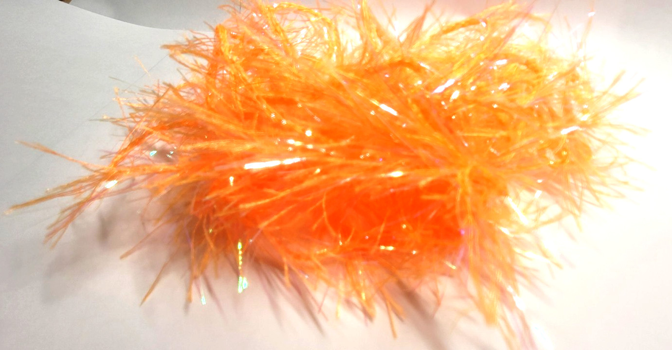 CRYSTAL ICE HACKLE - Flo. Orange- 5 Yds. - Feather Replace - Fly Tying Materials