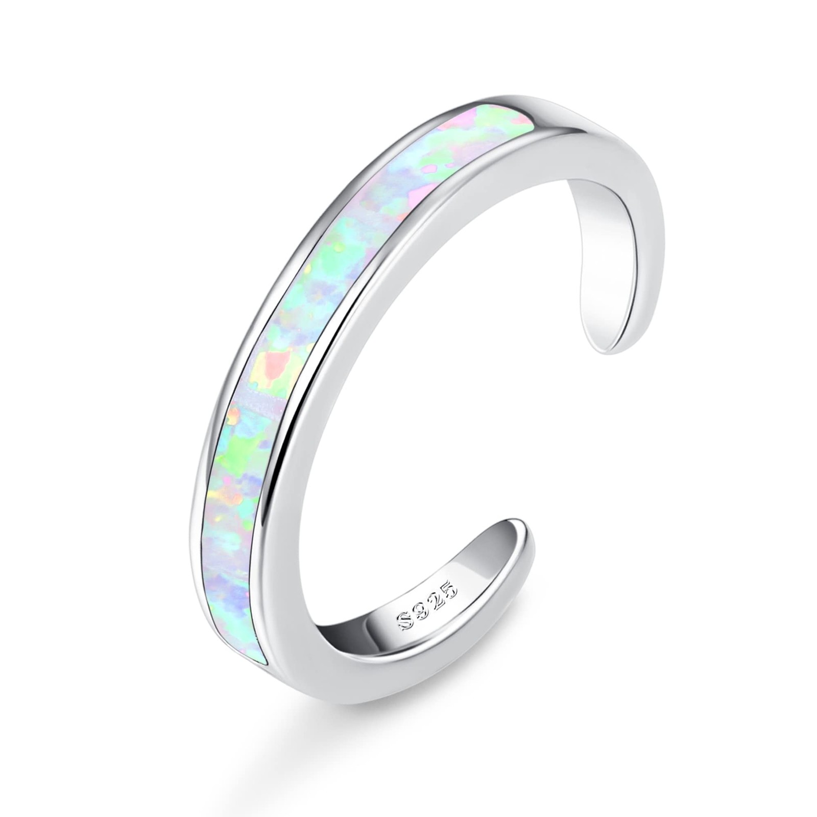 925 Sterling Silver Toe Rings for Women Adjustable 14K White Gold Plated Flow...