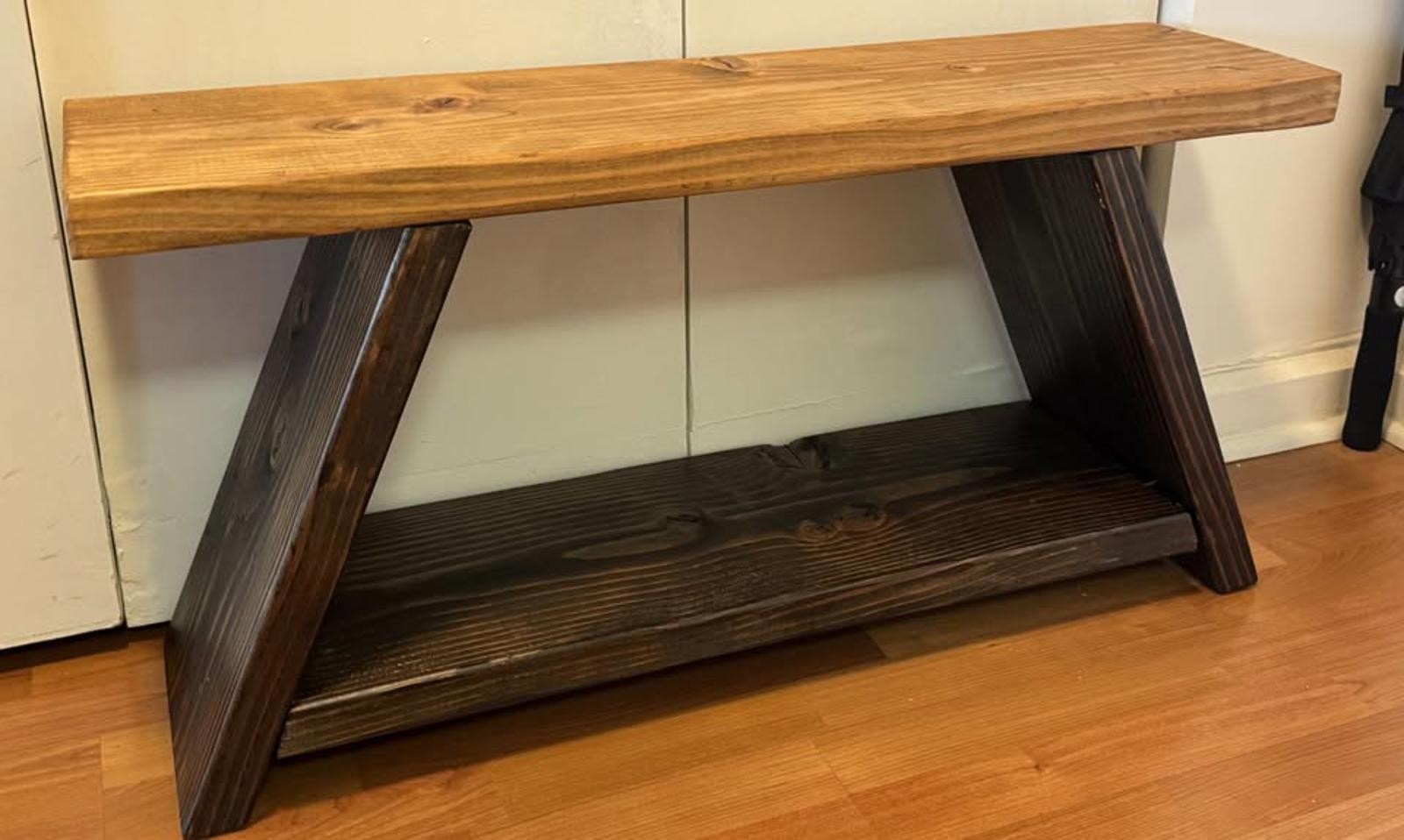 Handmade Entryway Bench with Shelf Natural Wood Bench Farmhouse Modern Furniture
