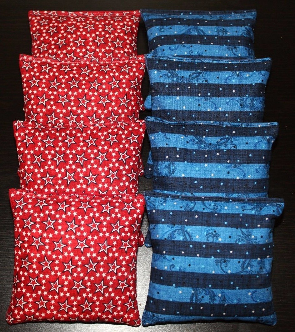 Patriotic AMERICAN STARS Blue & Red Cornhole Bean Bags ACA Regulation Quality!!