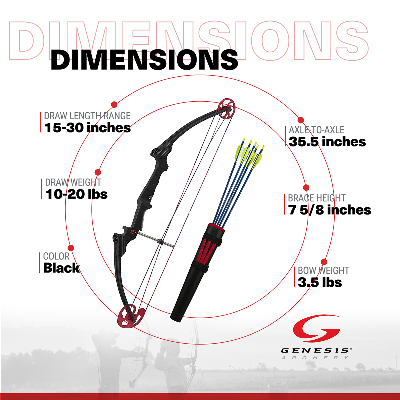 Genesis Archery 12239 Original Black Compound Training Bow Kit, Left Handed