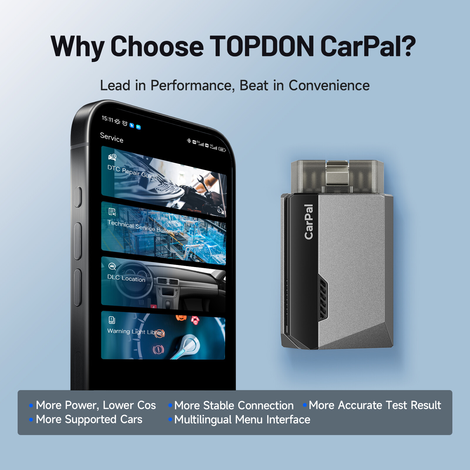 TOPDON CarPal Bluetooth OBD2 Scanner 6 Services OBD2 All System Vehicles