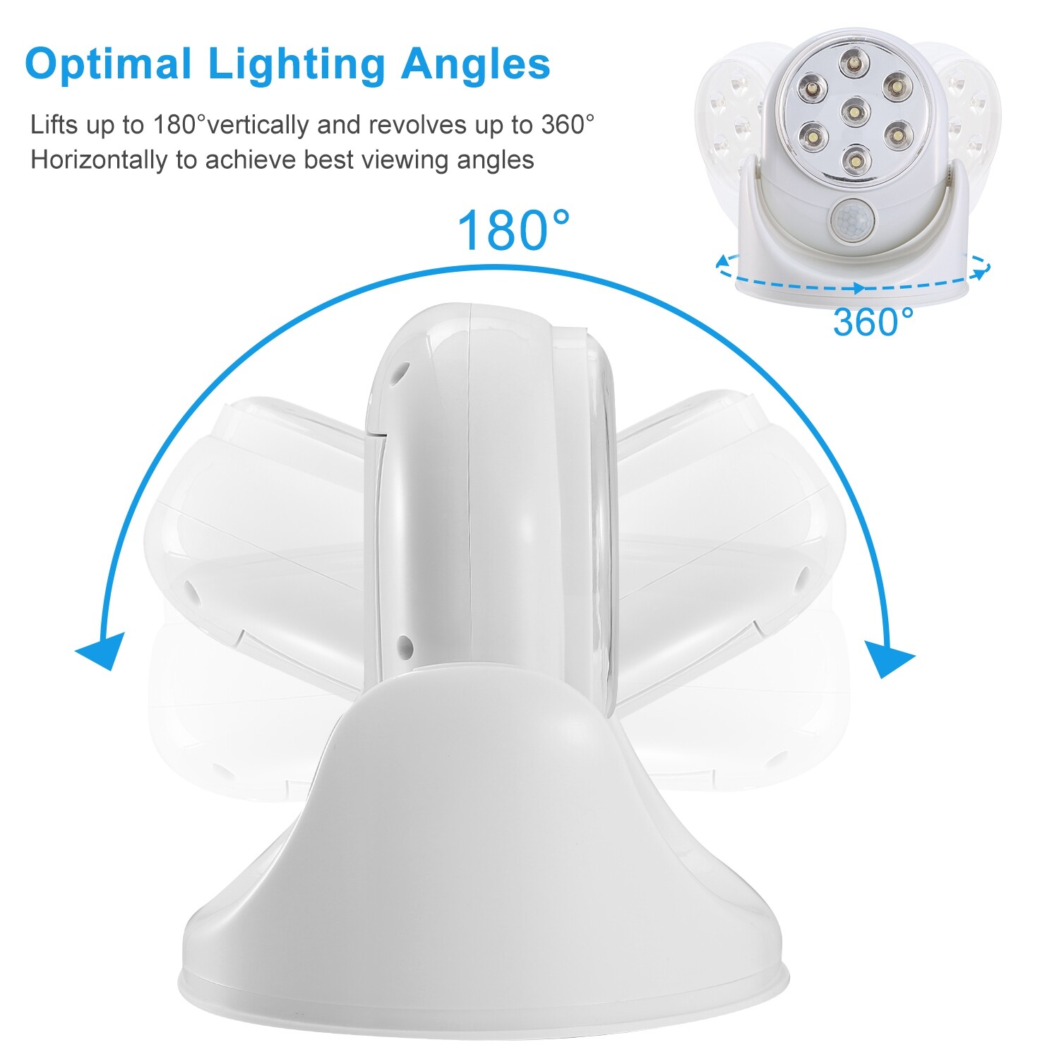 Adjustable 7LED Motion Activated Sensor Cordless Light Indoor Outdoor Patio Wall