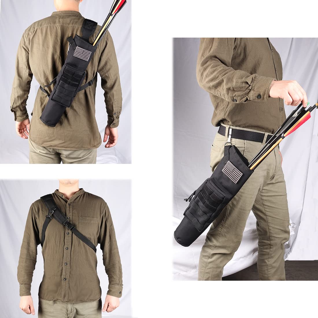 Archery Lightweight Back Arrow Quiver Dual Use Foldable Compact Hip Arrows Ba...