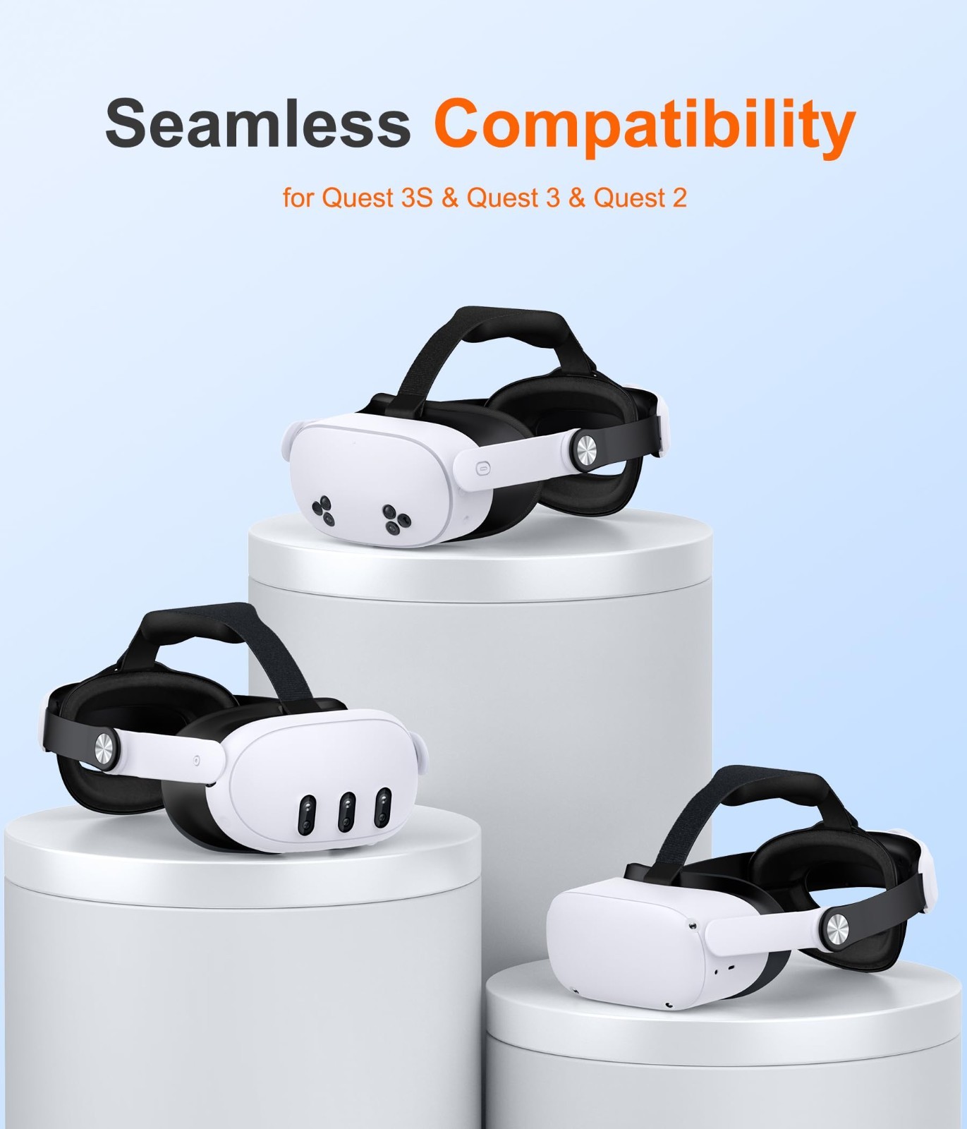 Adjustable Soft Cushion Head Strap for Meta Quest 3/2 - Lightweight VR Accessory